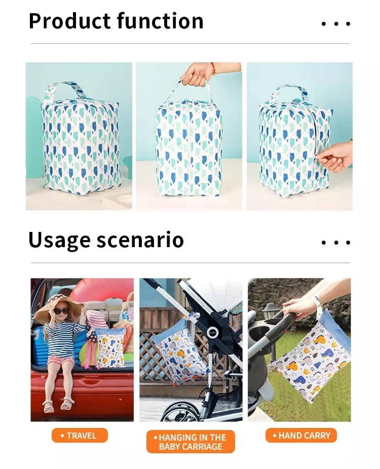 Factory Wholesale Diaper Wet Bag Waterproof Portable Infant Trolley Storage Bag Cheap Reusable