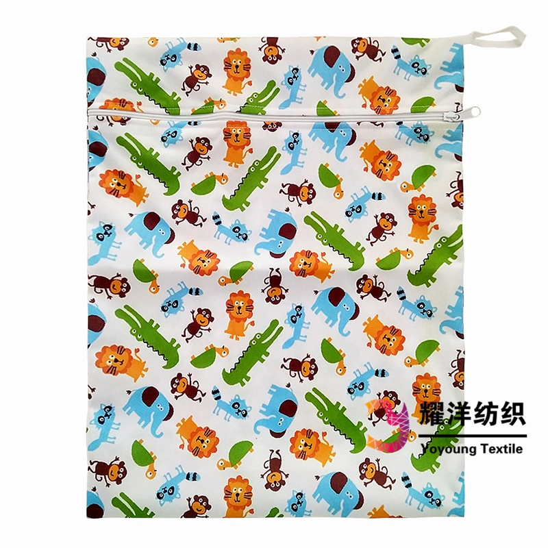 Printed Waterproof Pul Fabric Single Pocket Reusable Diaper Wet Bag